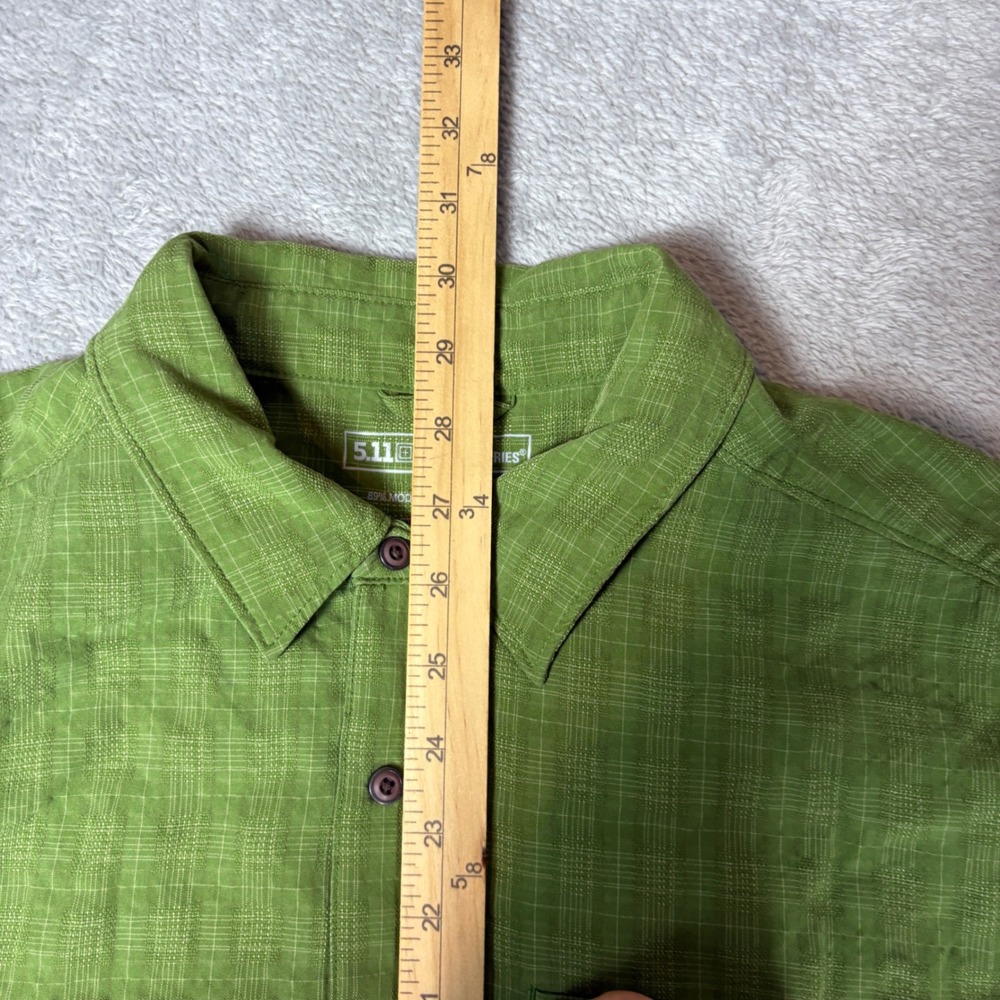 5.11 Tactical Shirts Mens Large Button Down Plaid Grid Green Outdoor Utility - Picture 5 of 7